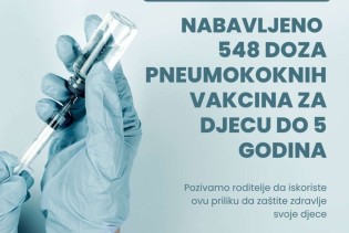 Ministarstvo zdravstva KS: Nabavljeno 548 doza pneumokoknih vakcina za djecu do pet godina